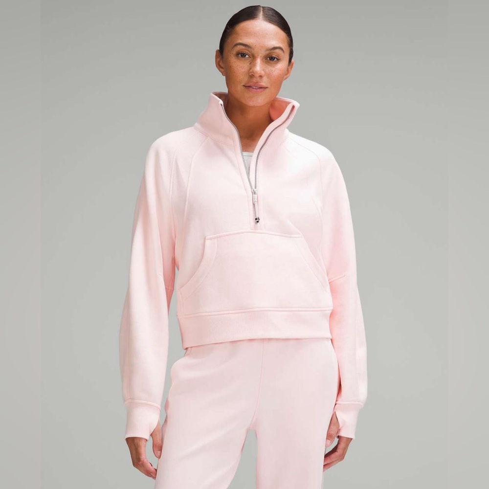 Lululemon Women's Light Pink Quarter-Zip Sweatshirt Crop - Picture 7 of 7